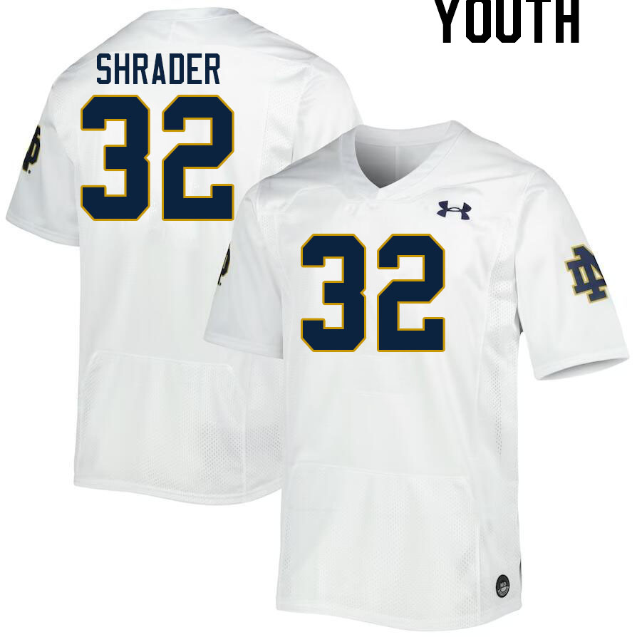 Youth #32 Spencer Shrader Notre Dame Fighting Irish College Football Jerseys Stitched Sale-White - Click Image to Close